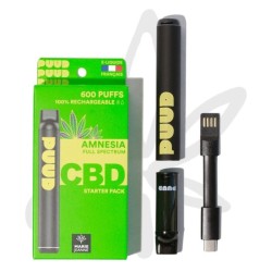 Puff CBD 100mg "PUUD Amnesia" 600 puffs (rechargeable) - Marie Jeanne﻿