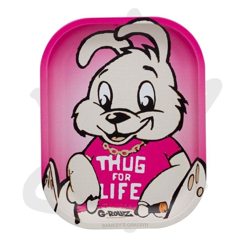 🐰🔫 Plateau a rouler Banksy's graffiti thug for life 14x18 - G-ROLLZ - Gardenz Shop meilleur CBD 🔫🐰