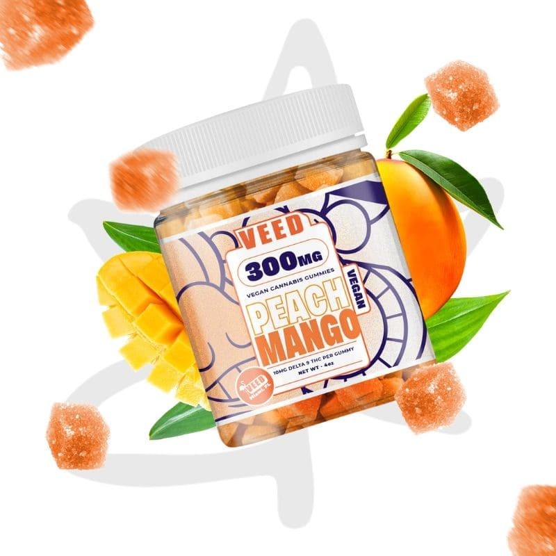 🚀🍑 Gummies Peche & Mangue 300mg delta 9 THC x30 - VEED - Gardenz Shop meilleur CBD 🍑🚀