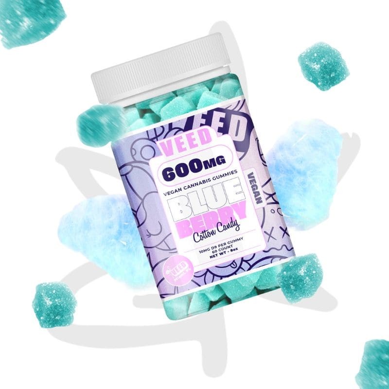 🍬🤯 Gummies Blueberry Cotton Candy 600mg delta 9 THC x60 - VEED - Gardenz Shop meilleur CBD🤯🍬
