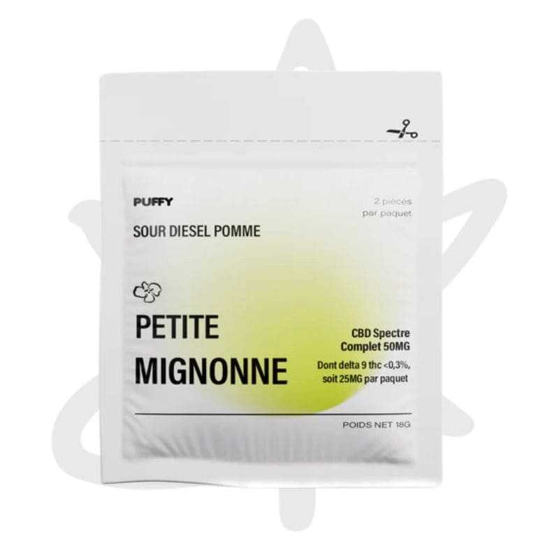 🤯 Gummies Sour Diesel Pomme "Petite mignonne" 12,5mg delta 9 THC x2 - Puffy 🤯