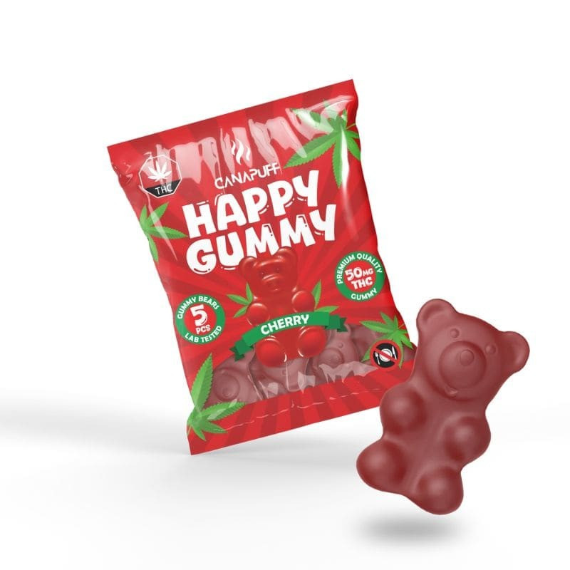 Gummies THC 50mg Happy Gummy cherry 5pcs - Canapuff
