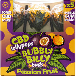 Pack de 5 Sucettes CBD 10mg Fruit de la Passion – Bubbly Billy Buds