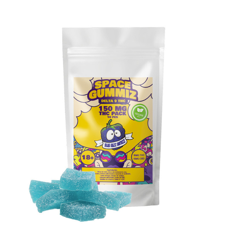 Gummies THC Delta 9 150MG "Blue Razz Mattaz" x10 (15mg/gummy) – Space Gummiz
