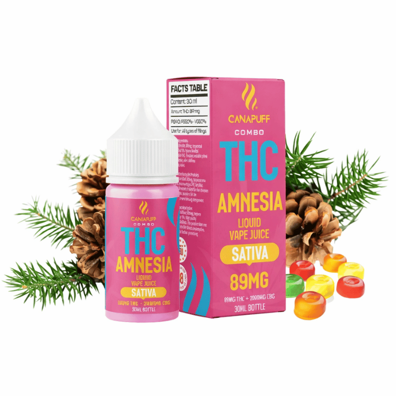 E liquide THC 89mg + 2000mg CBG Amnesia 30ml - Canapuff