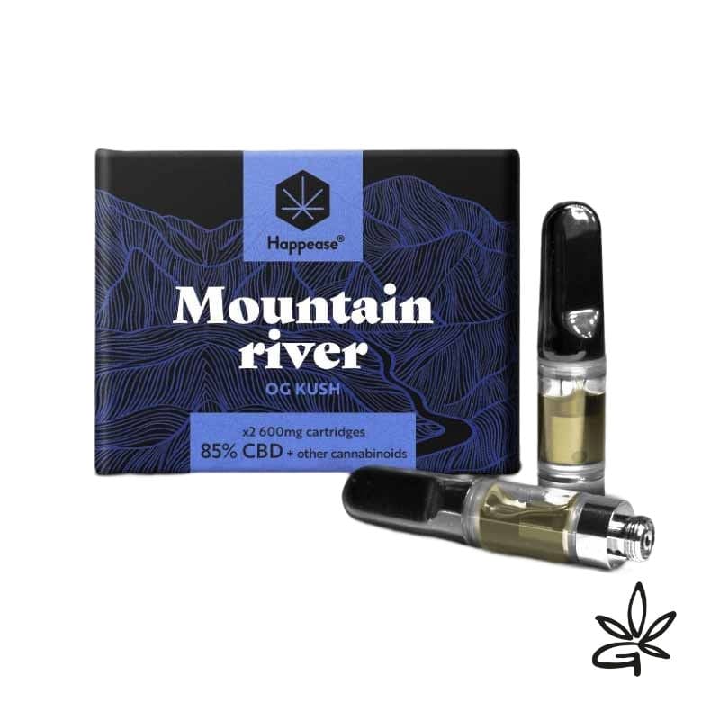 E-liquide CBD le plus puissant - Cartouche x 2 Vape pen Mountain River - Happease - CBD Marie Jeanne - e liquide CBD & vapoteuse CBD