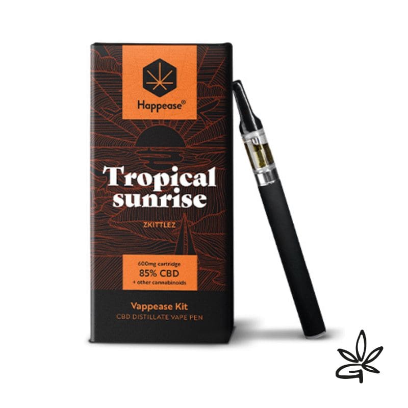 E-liquide CBD le plus puissant - Vape pen kit Vappease Tropical Sunrise - Happease - CBD Marie Jeanne - e liquide CBD & vapoteuse CBD