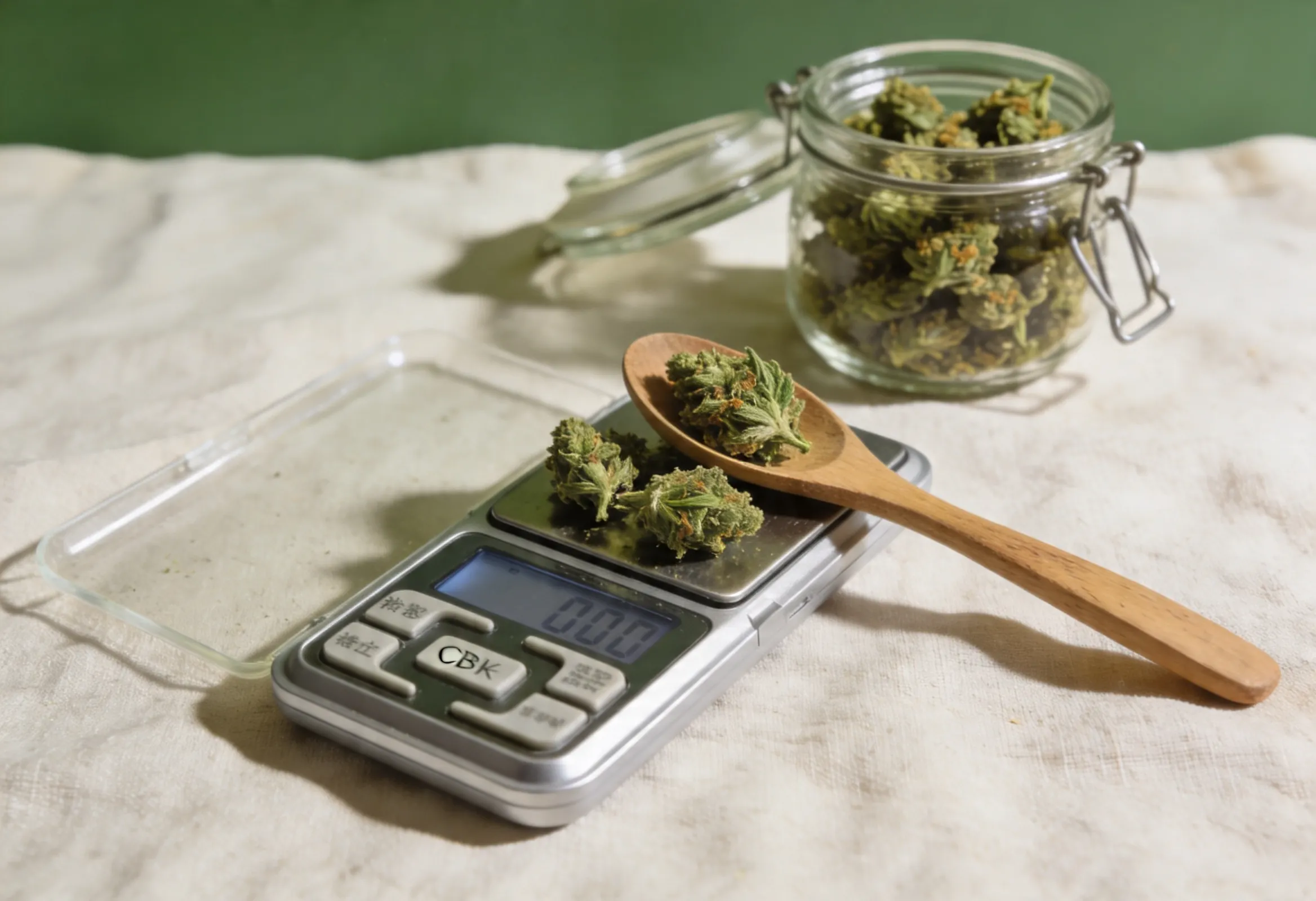 Dosage précis de fleurs de CBD sur balance de précision