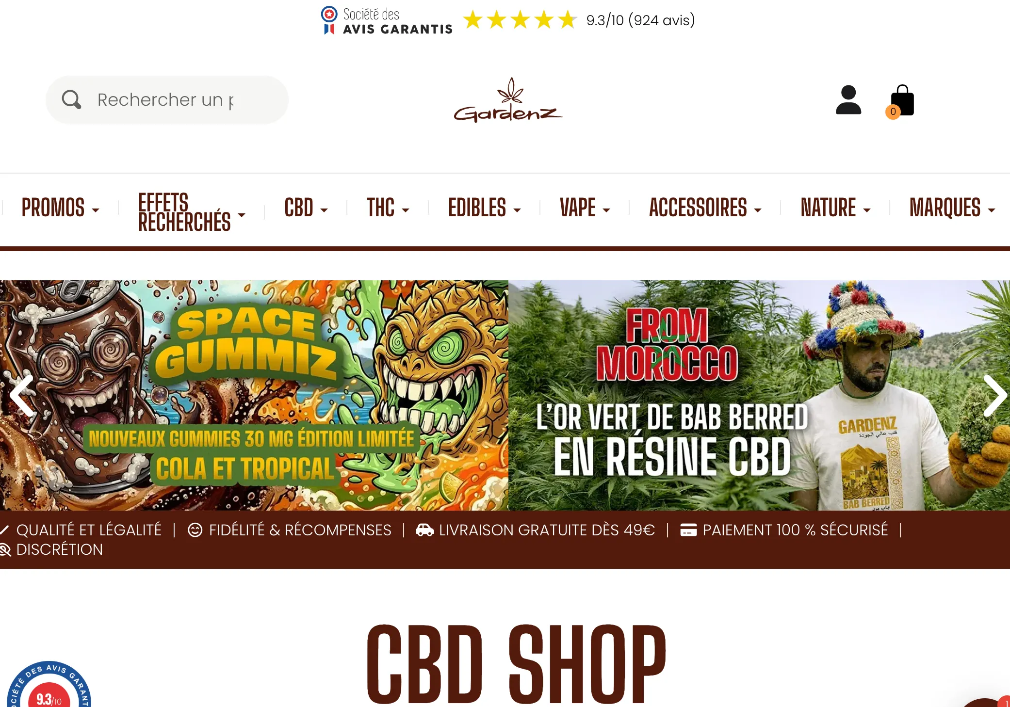 Gardenz CBD shop en ligne livraison Toulouse