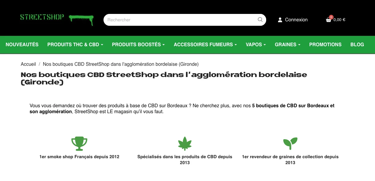 StreetShop CBD Bordeaux boutique smoke shop fleurs résines