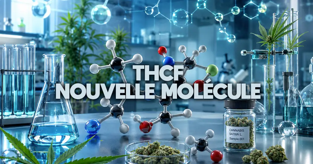 Structures moléculaires de cannabinoïdes sur fond sombre, illustration scientifique